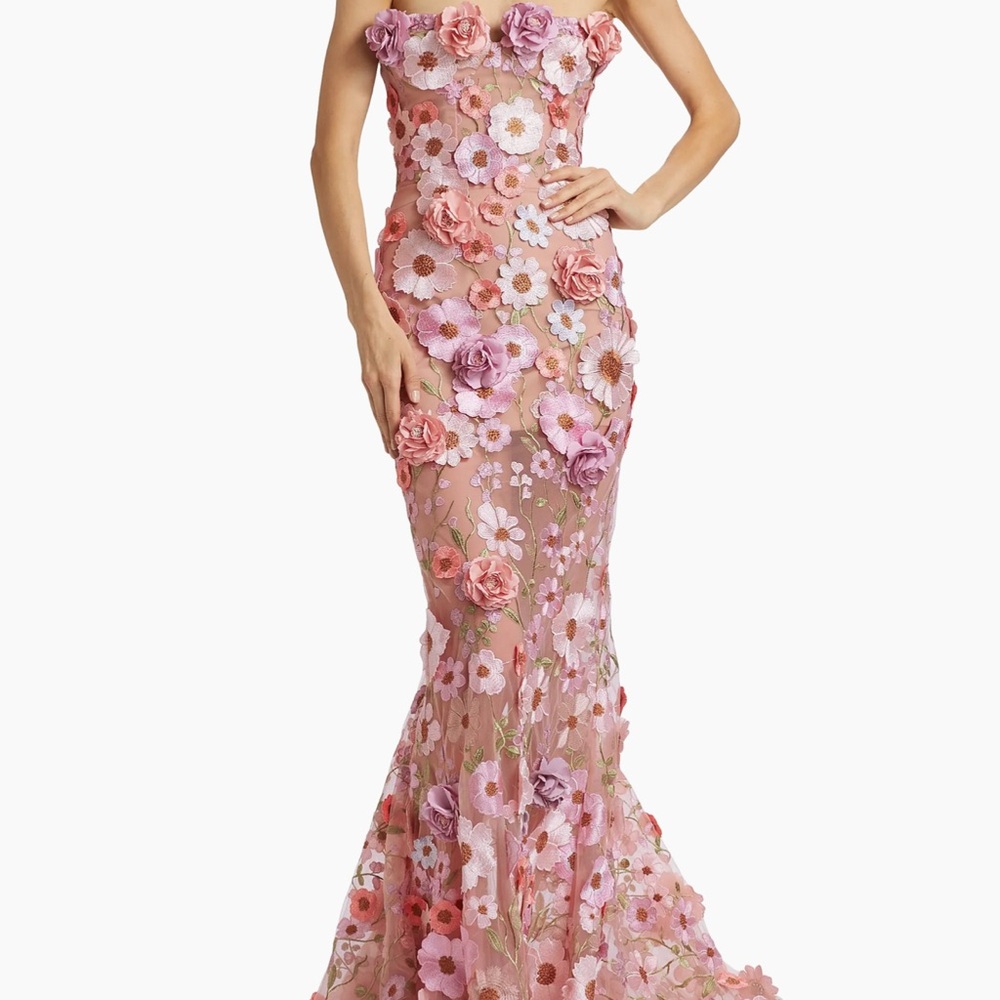 Bronx and Banco Strapless Floral Pink Dress